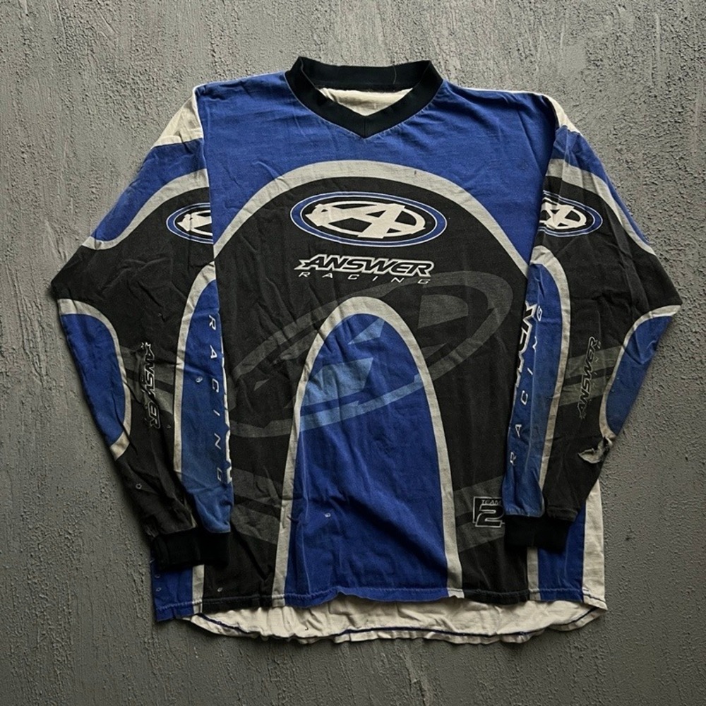Vintage Answer Racing Jersey XL Blue 1990s Motocross MX BMX